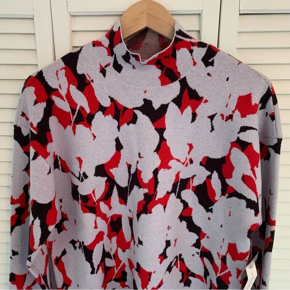 NWT Anthropologie Lizzie Mock Neck Sweater Size M Cozy Soft Knit Floral Print - Picture 2 of 16